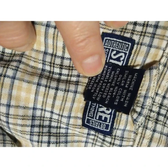 Structure Shirt Men XL Beige/Black Plaid Cotton Short Sleeve Office Nerd Dad - Picture 8 of 9